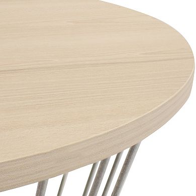 Sunnydaze Wire Pedestal End Table with MDF Pull-Open Tabletop