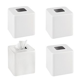 mDesign Metal Square Modern Tissue Box Cover Holder for Bathroom, 4 Pack, Black
