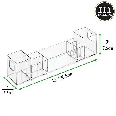 mDesign Plastic Divided Medicine Storage Organizer Bin - 2 Pack -Clear