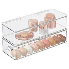 mDesign Plastic Home Office Storage Bin Container, Desk Organizer, 8 Pack,  Clear - 12 x 10 x 8
