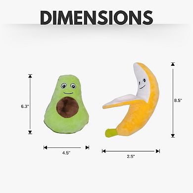 Avocado & Banana Squeaker Dog Chew Toy Gift Set