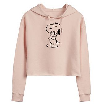 Juniors' Peanuts Snoopy Hug Cropped Hoodie