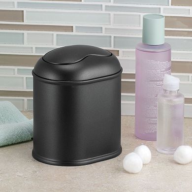 mDesign Modern Plastic Mini Trash Can and Swing Lid for Bathroom Vanity - Bronze