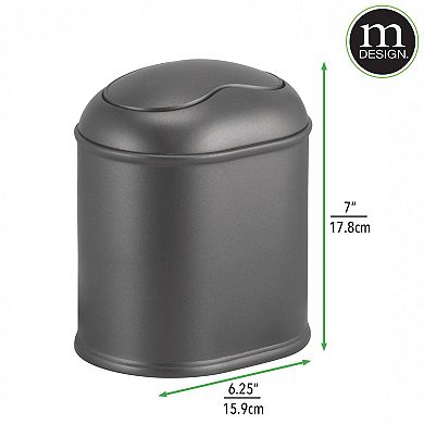 mDesign Modern Plastic Mini Trash Can and Swing Lid for Bathroom Vanity - Bronze