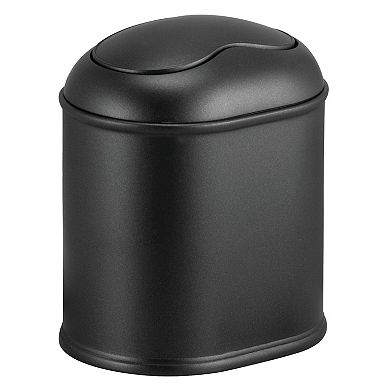 mDesign Modern Plastic Mini Trash Can and Swing Lid for Bathroom Vanity - Bronze