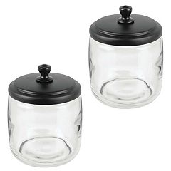 4ct mDesign Small Round Acrylic Apothecary Canister Jars 4 Pack Clear/Light Pink
