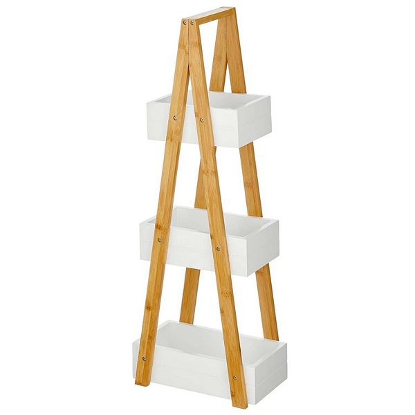 mDesign Leaning AFrame Wood 3Tier Triangle Shelf for Bathroom Natural