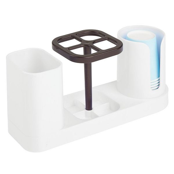 mDesign Plastic Bathroom Countertop Toothbrush Storage Organizer Stand