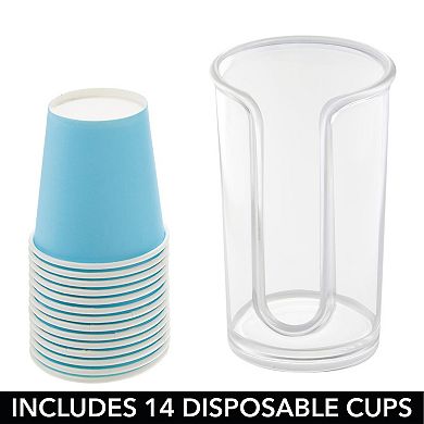 mDesign Small Plastic Disposable Paper Rinsing Cup Dispenser, 2 Pack, Dark Gray