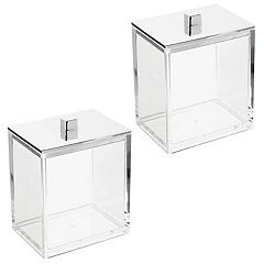 mDesign Round Storage Apothecary Canister for Bathroom, 2 Pack