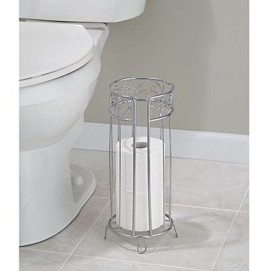 mDesign Metal Decorative Toilet Paper Storage Holder Stand, 3 Rolls