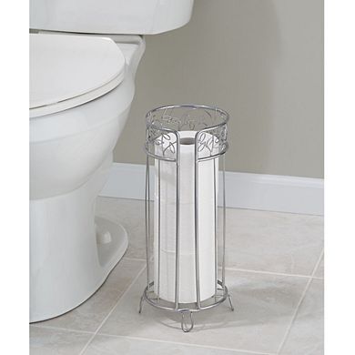 mDesign Metal Decorative Toilet Paper Storage Holder Stand, 3 Rolls