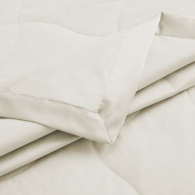 Unikome Lightweight White Goose Down Feather Fiber Oversize Reversible Blanket with Sateen Trim