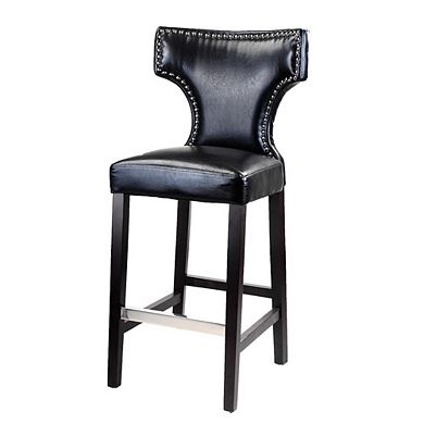 CorLiving Kings Bar Height Barstool in Black with Metal Studs, set of 2