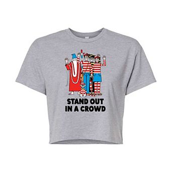 Juniors' Where's Waldo Stand Out Cropped Tee