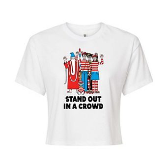 Juniors' Where's Waldo Stand Out Cropped Tee