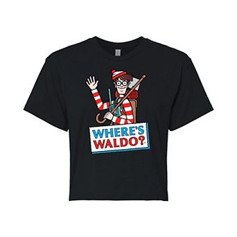 Juniors' Where's Waldo Logo Cropped Tee