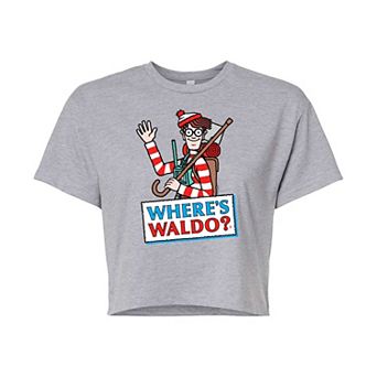 Juniors' Where's Waldo Logo Cropped Tee