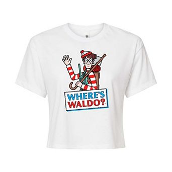 Juniors' Where's Waldo Logo Cropped Tee
