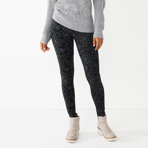 Sonoma Mid Rise Legging. Grey/Floral Print. Size: S. New with Tags-Kohls.