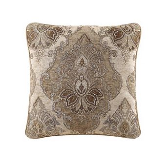 Five Queens Court Brooke Natural 20" Square Decorative Throw Pillow