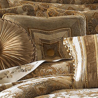 Five Queens Court Brooke Natural 20" Square Decorative Throw Pillow