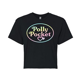 Juniors' Polly Pocket Ombre Logo Cropped Tee