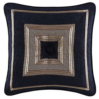 Five Queens Court Brooke Black 18" Square Decorative Throw Pillow