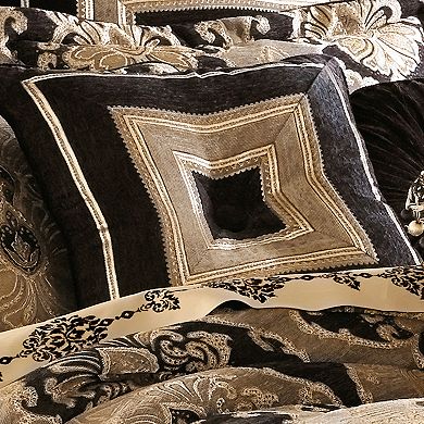 Five Queens Court Brooke Black 18" Square Decorative Throw Pillow