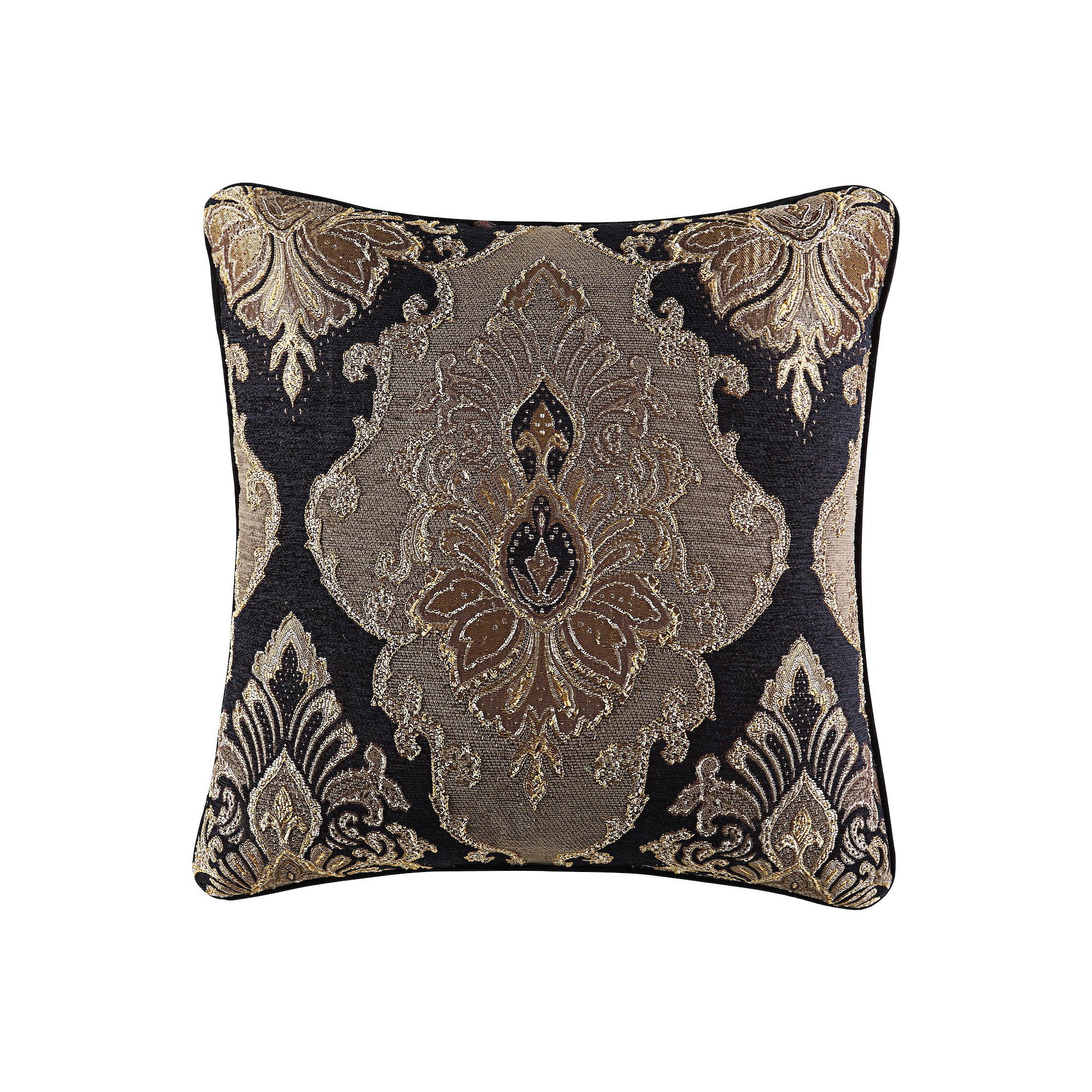 Five Queens Court Brooke Black 20 Square Decorative Throw Pillow