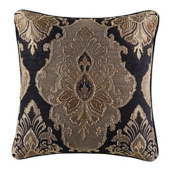 Five Queens Court Brooke Black 20" Square Decorative Throw Pillow