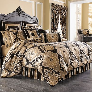 Five Queens Court Brooke Black 20" Square Decorative Throw Pillow