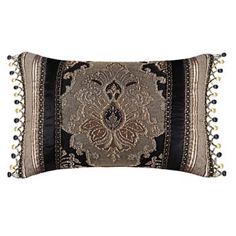 Five Queens Court Brooke Black Boudoir Decorative Throw Pillow