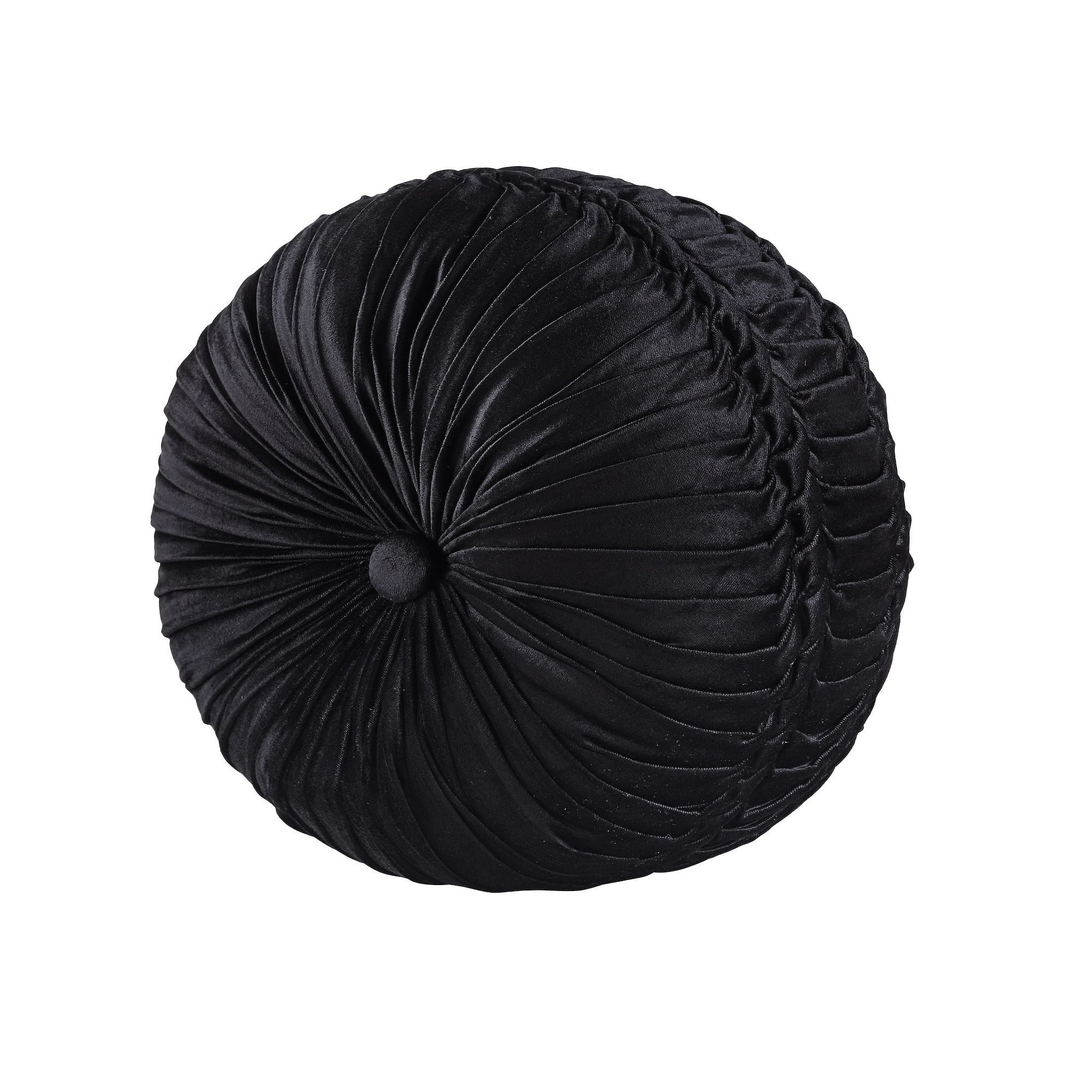 Five Queens Court Brooke Black Tufted Round Decorative Throw Pillow