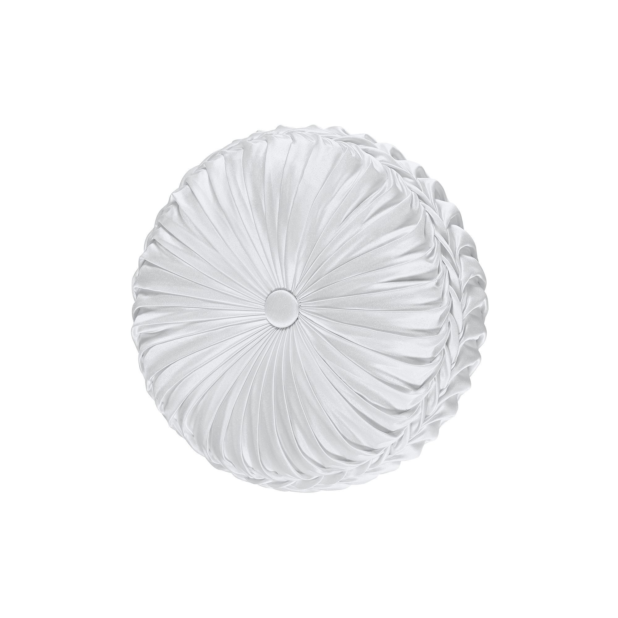 Five Queens Court Antonia White Tufted Round Decorative Throw Pillow