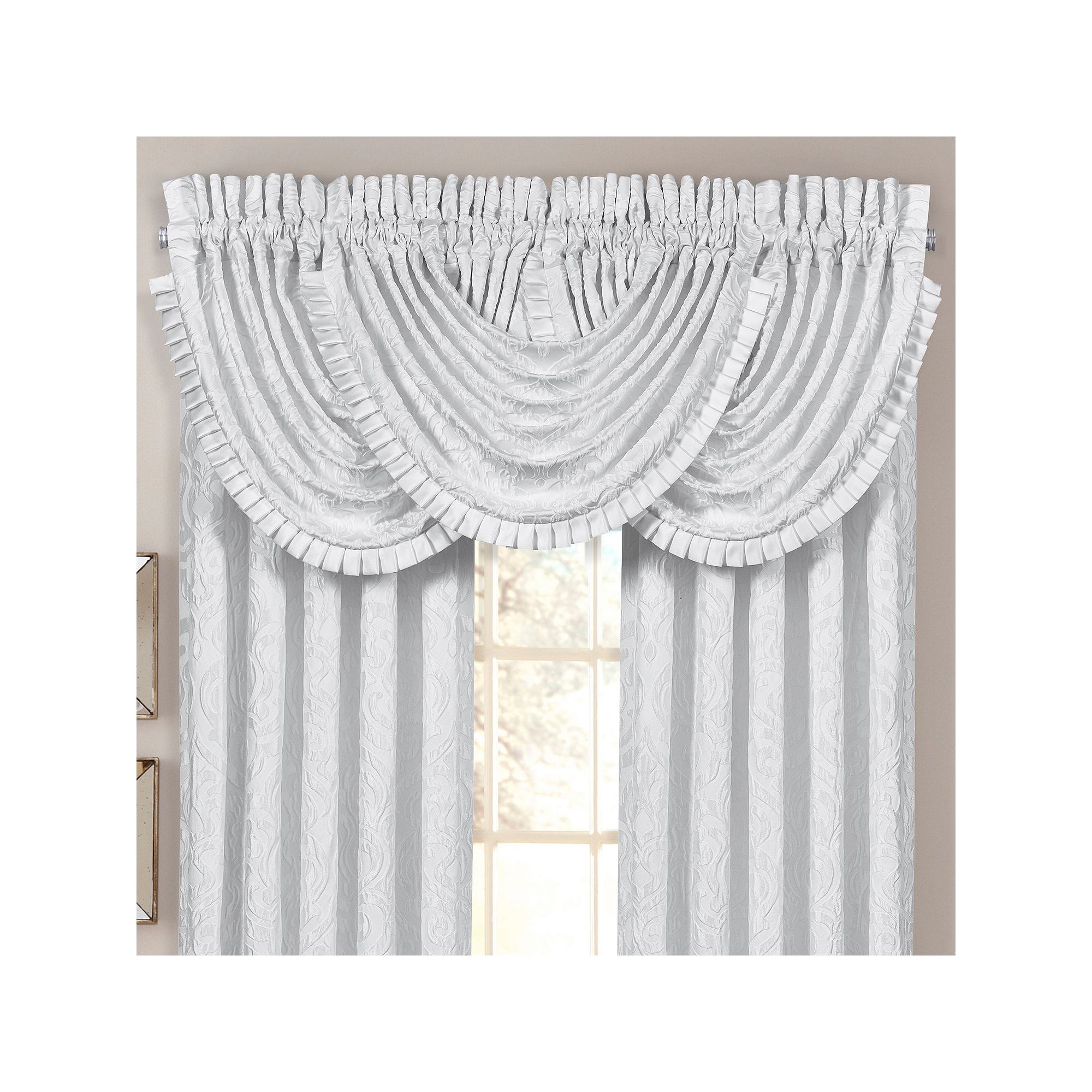 Five Queens Court Antonia White Window Waterfall Valance