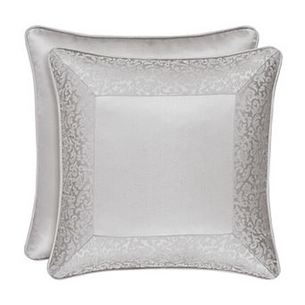 Five Queens Court Lambert Silver 18" Square Decorative Throw Pillow