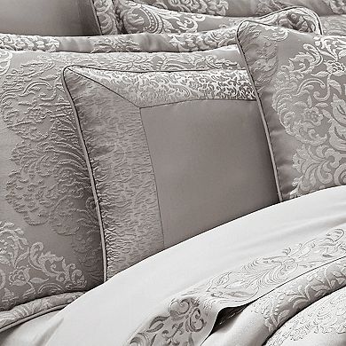 Five Queens Court Lambert Silver 18" Square Decorative Throw Pillow