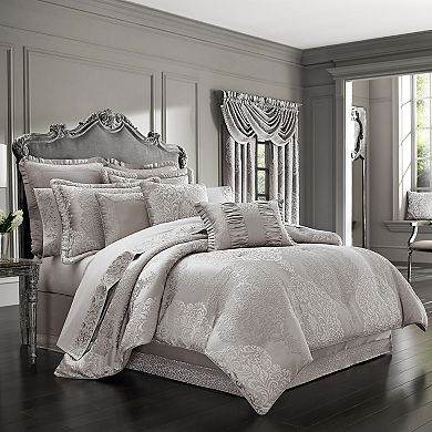 Five Queens Court Lambert Silver 18" Square Decorative Throw Pillow