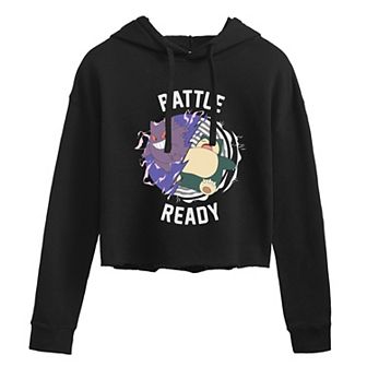 Juniors' Pokemon Gengar Snorlax Cropped Graphic Hoodie