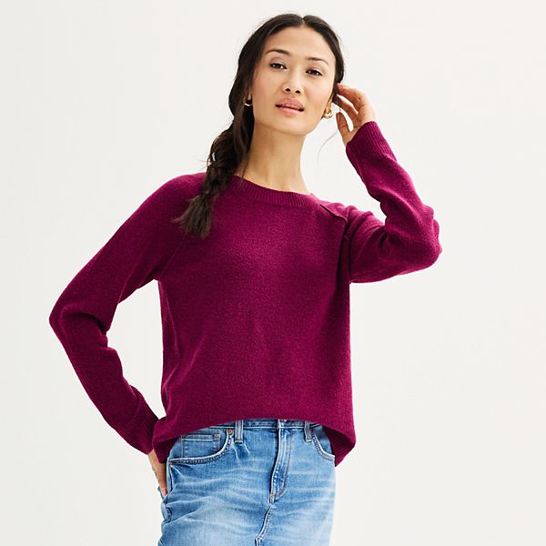 Womens Sonoma Goods For Life® Raglan Sweater - Berry (LARGE)