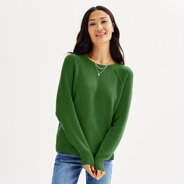 Women's Sonoma Goods For Life&reg; Raglan Sweater - Green (X SMALL)