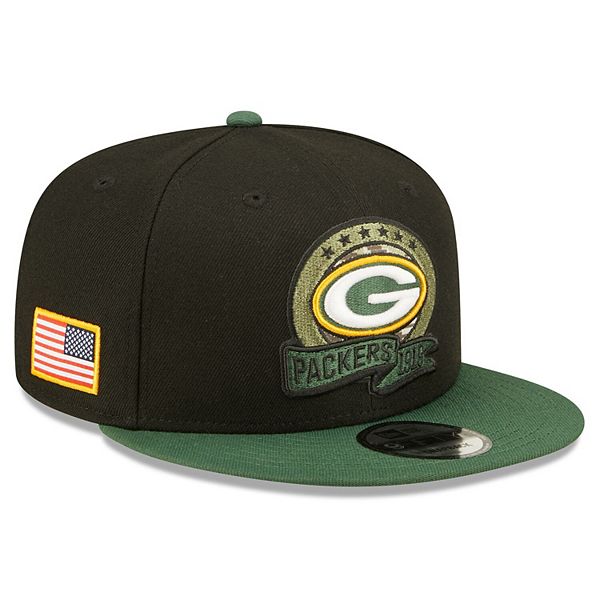 Men's New Era Black/Green Green Bay Packers 2022 Salute To Service 9FIFTY  Snapback Hat