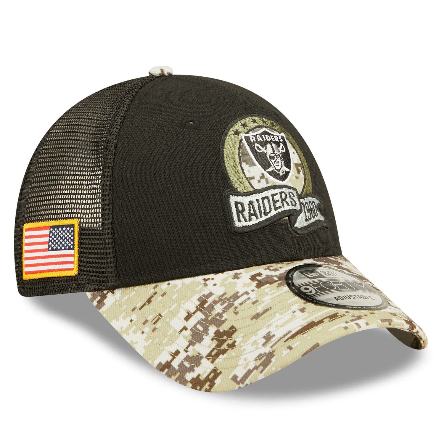 Youth Mitchell & Ness Black Las Vegas Raiders Times Up Precurved Trucker Adjustable Hat