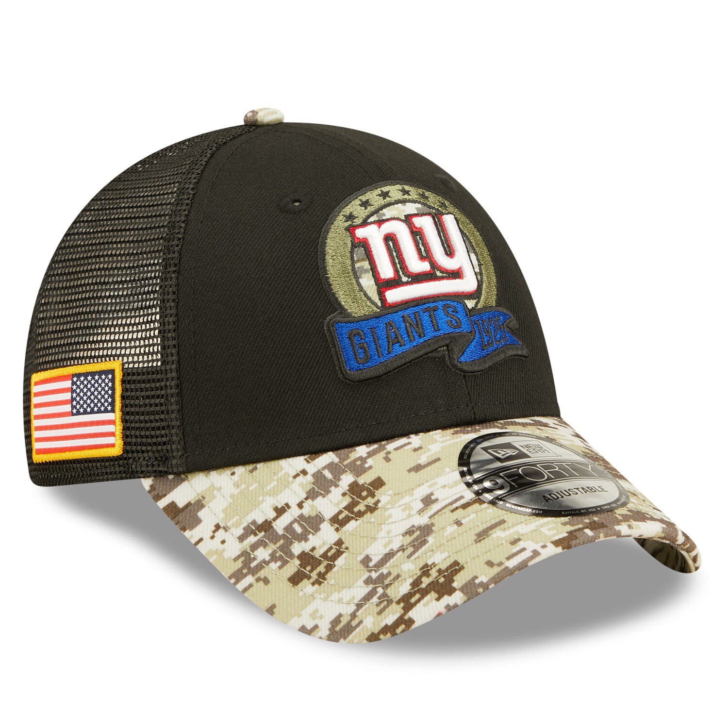 New York Giants New Era Happy Camper A-Frame Trucker 9FORTY Snapback Hat -  Khaki/White