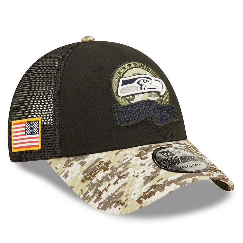 Youth New Era Black/Camo Seattle Seahawks 2022 Salute To Service 9FORTY Sna