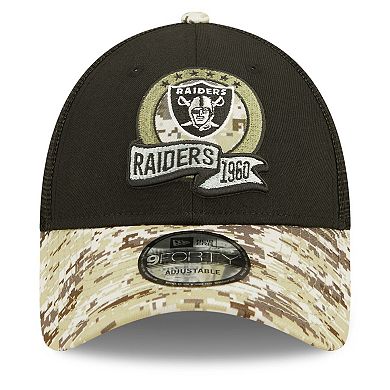 Youth New Era Black/Camo Las Vegas Raiders 2022 Salute To Service 9FORTY Snapback Trucker Hat
