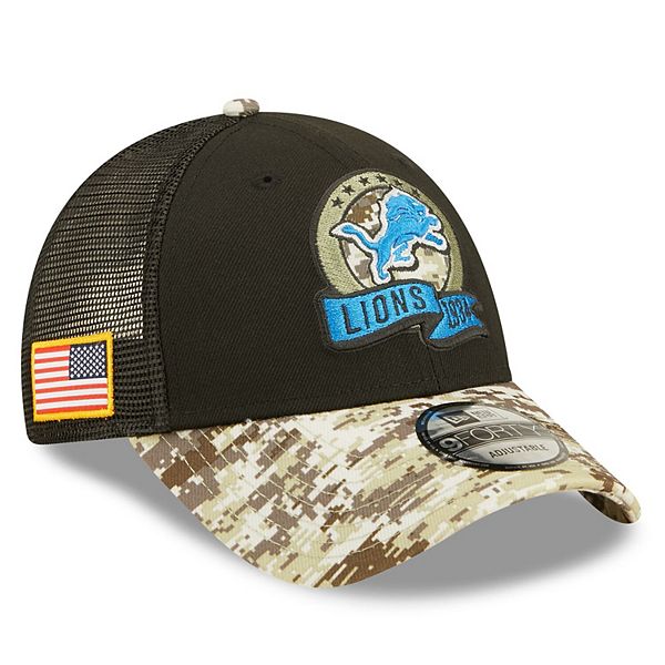 Detroit Lions Hat camouflage camo black army ribbon adjustable