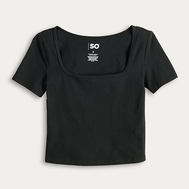 Juniors SO® Cropped Square Neck Tee