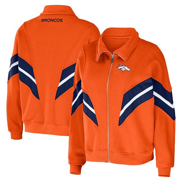 Women's WEAR by Erin Andrews Orange Denver Broncos Plus Size Yarn Dye  Stripe Full-Zip Jacket